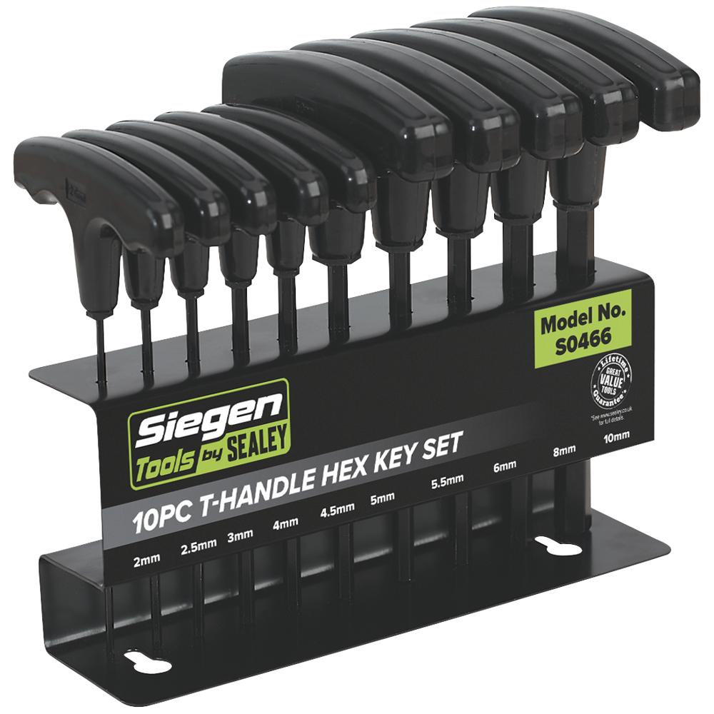 Siegen 10 Piece T Handle Hexagon Allen Key Set Metric | Hex & Torx