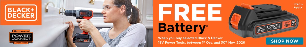 Free Black & Decker 2Ah Battery with 18V Tools