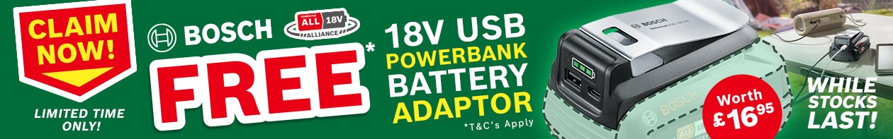 Free Bosch Powerbank Adaptor with Any 18v Purchase