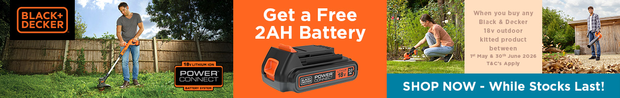 Black & Decker – Get a Free 2AH 18V PowerConnect Battery when you buy a qualifying 18v outdoor kitted product