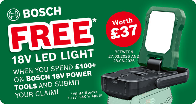 Free Bosch 18v LED Spot Light with Any 18v Power Tool Purchase