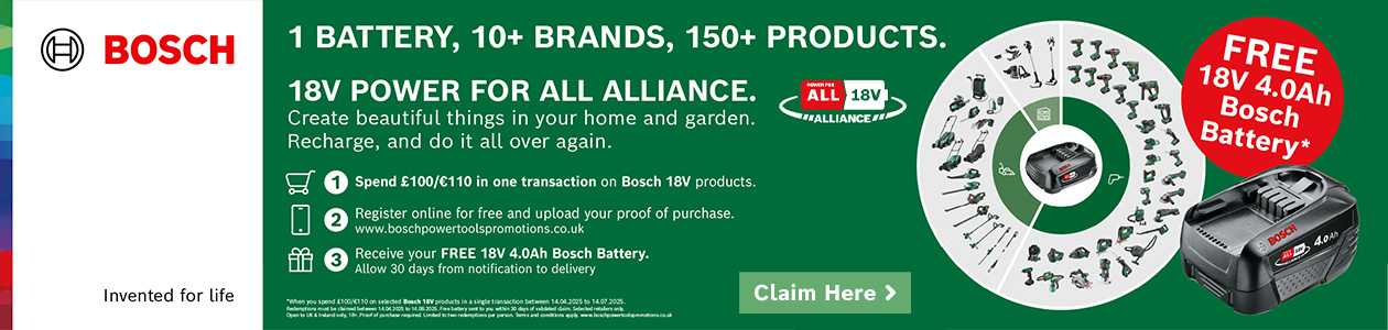 Get Your FREE Bosch 18v Power For All Battery