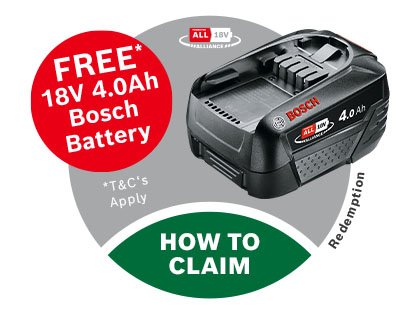 Claim FREE Bosch 18v PowerForAll Battery