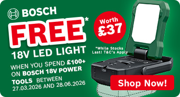 Claim A Free Bosch LED Light with Any 18v Power Tool Purchase Over £100
