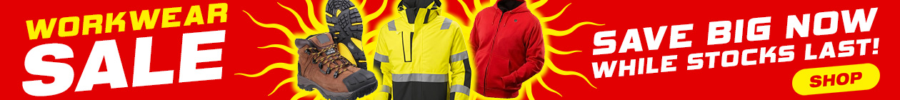 Workwear Sale: Great deals on work/job site wear, while stocks last!