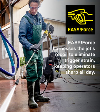 Karcher HDS 7/10-4 M — EASY!Force Trigger Gun Karcher HDS 7/10-4 M hot water pressure washer with EASY!Force trigger gun for zero-effort control