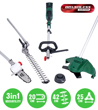 Webb X-Series WEV20X2MT 40V Cordless 3-in-1 Garden Multi-Tool – Pole Saw, Hedge Trimmer, Grass Trimmer Webb X-Series WEV20X2MT 40V cordless brushless 3-in-1 garden multi-tool attachments: 20cm pole saw, 40cm hedge trimmer and 30cm grass trimmer with brush cutter blade