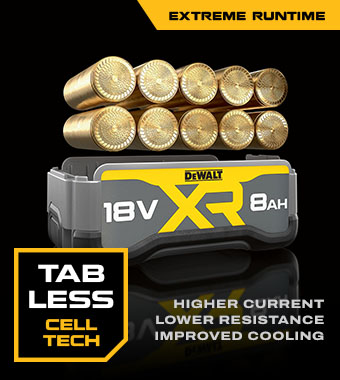DeWalt DCB1880-XJ 18v XR battery tabless Li-ion cell technology
