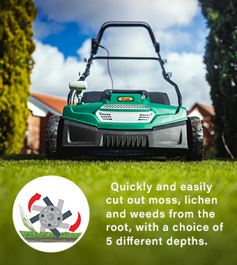 Webb WEESR Lawnraker Scarifier 5 Depths Aerating lawn 45-litre Collector