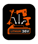 Part of the 36V Lithium-ion System BlackDecker GKC3630L 36v Battery System