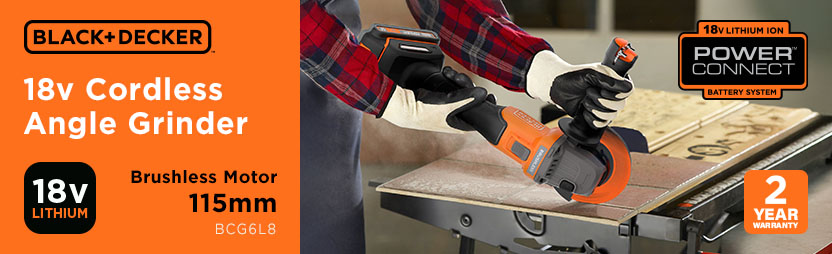 Black and Decker BCG6L8 18v Cordless Brushless Angle Grinder 115mm
