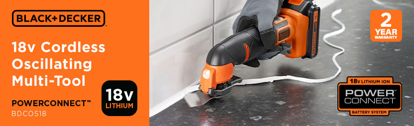 Black and Decker BDCOS18
18v Cordless PowerConnect
OIS Oscillating Multi-Tool Black and Decker BDCOS18 18v Cordless OIS Oscillating Multi-Tool