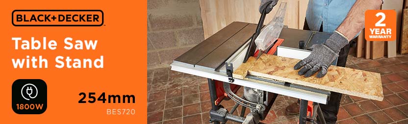 Black and Decker BES720
Table Saw 254mm with Stand Black and Decker BES720 1800 Watt Table Saw Stand