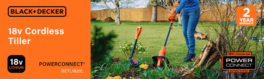 Black and Decker BETL1820L 18v Cordless Tiller Black Decker BETL1820L Powerconnect 18v Cordless Tiller
