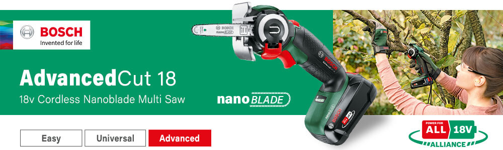 Bosch ADVANCEDCUT 18
18v Cordless Nanoblade Multi Saw Bosch ADVANCEDCUT 18 LI 18v Cordless Nanoblade Multi Saw