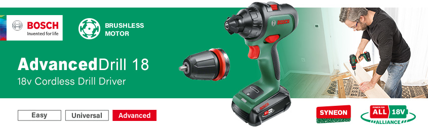 Bosch AdvancedDrill 18
PowerForAll 18v Cordless
Drill Driver Bosch AdvancedDrill 18 P4A PowerForAll 18v Cordless Drill Driver QuickSnap interface