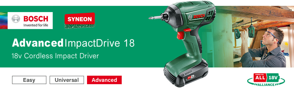 Bosch AdvancedImpactDrive 18
18v Cordless Impact Driver Bosch AdvancedImpactDrive 18v Cordless 130Nm Impact Driver