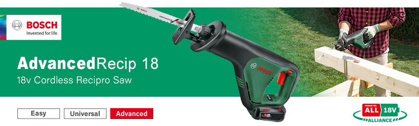 Bosch AdvancedRecip 18 PowerForAll
18v Cordless Recipro Saw Bosch AdvancedRecip PowerForAll P4A 18v Cordless Recipro Saw