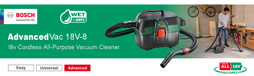 Bosch AdvancedVac 18V-8 P4A Power For All 18v Cordless Portable Wet and Dry Vacuum Cleaner 8L