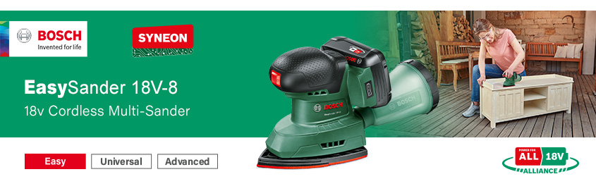 Bosch EasySander 18V-8 PowerForAll
18v Cordless Multi-Sander Bosch EasySander 18V-8 P4A PowerForAll 18v Cordless Multi Sander