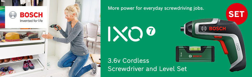 Bosch IXO VII 3.6v Cordless Screwdriver Pocket Spirit Level Set