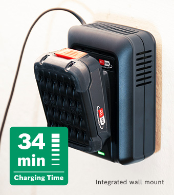 Bosch PowerForAll P4A 18v Cordless Li-ion Battery 2ah and Fast 4.4A charging current Charger Integrated Wall Mount