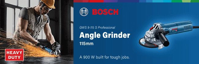 Bosch Professional GWS 9-115 S
Variable Speed Angle Grinder
115mm Bosch GWS9115S Variable Speed Angle Grinder