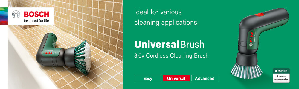 Bosch UniversalBrush
3.6v Cordless Scrubbing / Cleaning Brush + Interchangeable Accessories Bosch UniversalBrush 3.6v Cordless Scrubbing Cleaning Brush