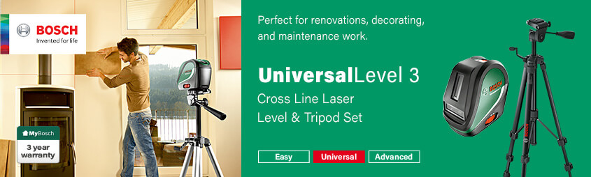 Bosch 0603663905 UniversalLevel3 Cross Line Laser Level Tripod Set