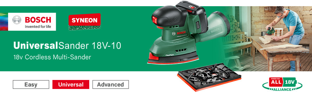 Bosch UniversalSander 18V-10
18v Cordless Multi Sander Bosch UniversalSander 18V-10 18v Cordless Multi Sander