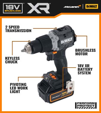 DeWalt DCD85MP2T McLaren F1 Brushless 18v XR Combi Drill