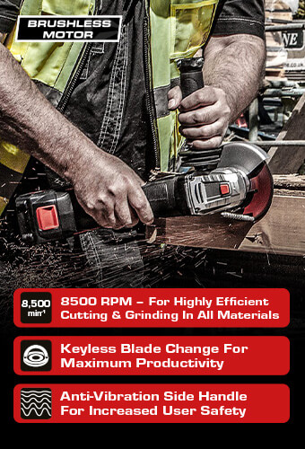 Trend T18S-AG115 Cordless Brushless Angle Grinder 115mm