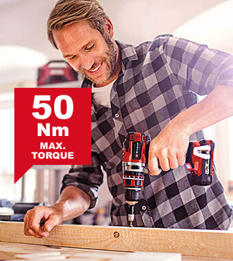 Brushless motor - more power and longer runtimes.
Maximum hard torque of 50 Nm
High-grade 13mm metal drill chuck. Einhell Brushless Combi Drill TE-CD 18-50 Li-i BL metal chuck