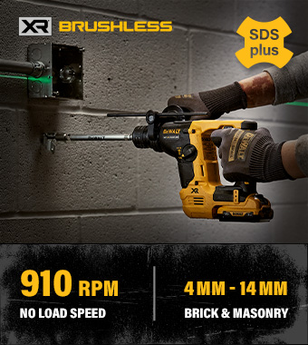 12v Brushless motor for extreme
runtime and reduced maintenance
Ideal for drilling anchors and fixing holes into concrete,
brick and masonry from 4mm to 14mm DeWalt DCH072 12v XR Cordless Brushless Ultra Compact SDSPlus Hammer