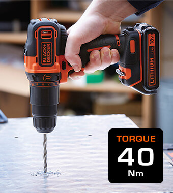 Black Decker BCK25S2S Power Connect Cordless Combi Drill Torque Nm