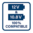 Compatible with Bosch Professional
10.8v and 12v batteries. Bosch GSR12V15 Compatible Battery System