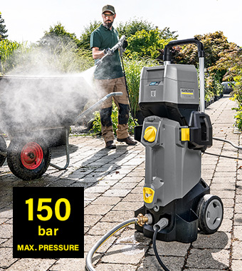 High cleaning performance:
150 Bar Max. Pressure Karcher HD 4/11 C BP Pro 36v Cordless Pressure Washer Eco!efficiency EasyForce EasyLock Brushless