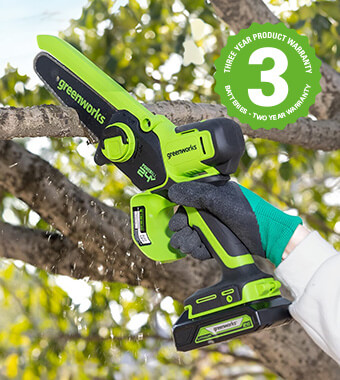 Compact size improves access in tight spaces. Greenworks G24MCS10 Cordless Pruning Saw Compact Tree Pruner
