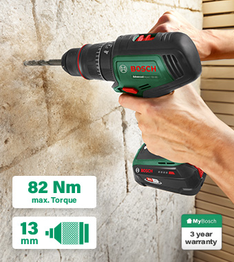 Features:
• 18v Cordless Lithium-Ion
• Max. torque: 82 Nm
• Keyless Chuck:
13 mm Bosch AdvancedImpact 18V-80 Brushless Combi Drill torque Nm geardrive QuickSnap keyless chuck drilling Syneon chip