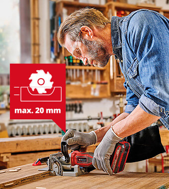 6-stage quick adjustment of the milling depth Einhell TE-BJ 18 Li 18v Cordless Biscuit Jointer milling