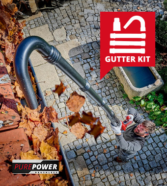 Einhell Professional GP-LB-18-200-Li-E-GK Cordless PurePOWER Brushless Leaf Blower Gutter Cleaning Kit turbo function remove moist foliage