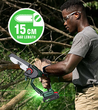 Perfect tool for safely and efficiently
cutting small tree limbs, branches,
and performing precise pruning. Webb WEV20PS 20v Cordless Pruning Saw 15cm