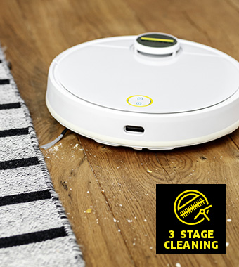 Combines sweeping, suction, and
mopping for thorough floor cleaning. Karcher Rcv 3 Cordless Robot Vacuum Cleaner With Wiping Mopping Function