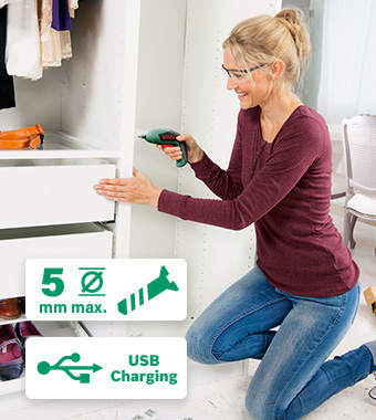 More power for everyday screwdriving jobs. Bosch EasyScrewDrive USB Li-Ion Cordless Screwdriver