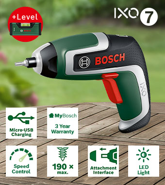 Bosch IXO 7 Cordless Screwdriver Pocket Spirit Level Set light compact multitasker furniture assembling dismantling