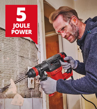 Demolition Performance: 5 Joules Impact Energy Einhell TE-DH 5 SDS-Plus Compact Demo Hammer lightweight 5J 750W
