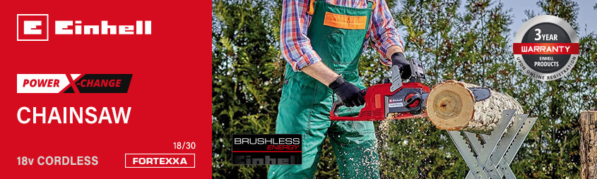 Einhell FORTEXXA 18/30
18v Power X-Change Cordless
Chainsaw 270mm Einhell FORTEXXA 18-30 18v Power-X-Change Cordless Chainsaw