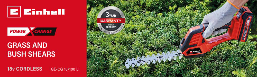 Einhell GE-CG 18/100 Li
18v Power-X-Change Cordless
Grass and Bush Shears Einhell GE-CG 18-100 Li 18v Cordless Grass Bush Shrub Shears Power-X-Change