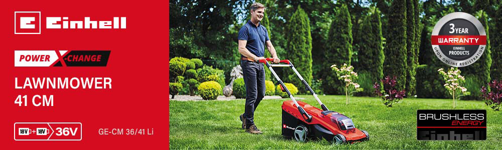Einhell GE-CM 36-41 Li 36v Cordless Brushless Rotary Lawnmower 410mm Power-X-Change