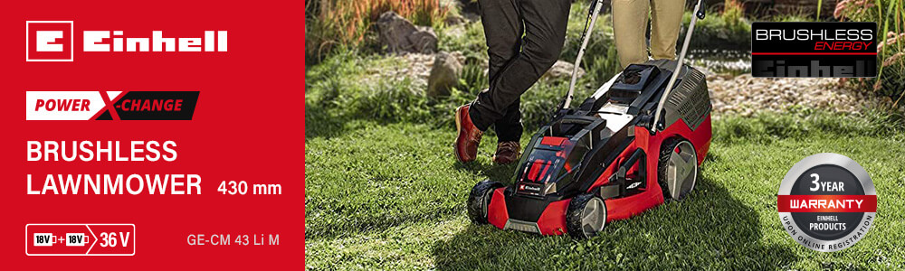 Einhell GE-CM 43 Li M 36v Cordless Brushless Lawnmower 430mm Power-X-Change